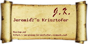 Jeremiás Krisztofer névjegykártya